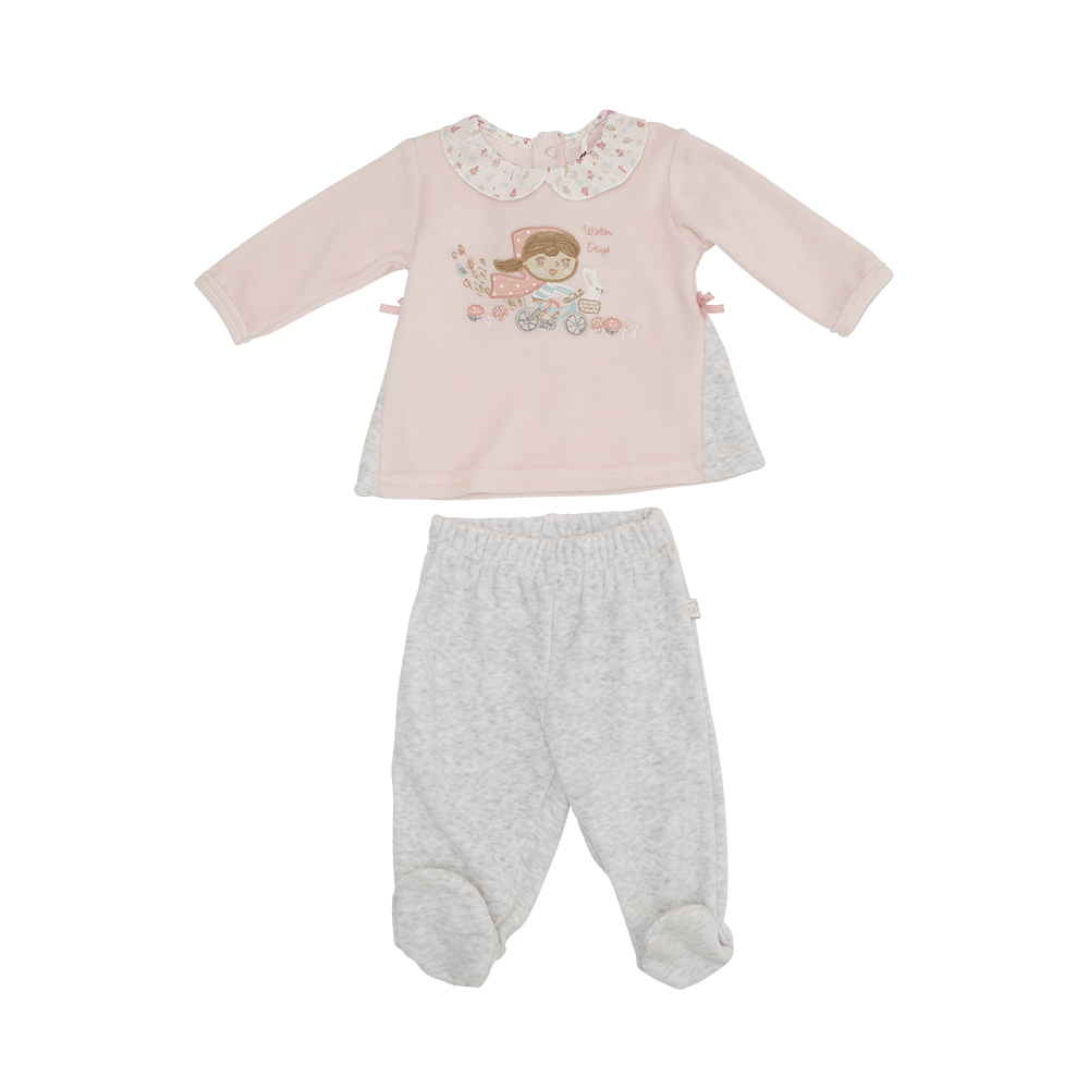 Conjunto Plush Bebé Niña Gris Claro