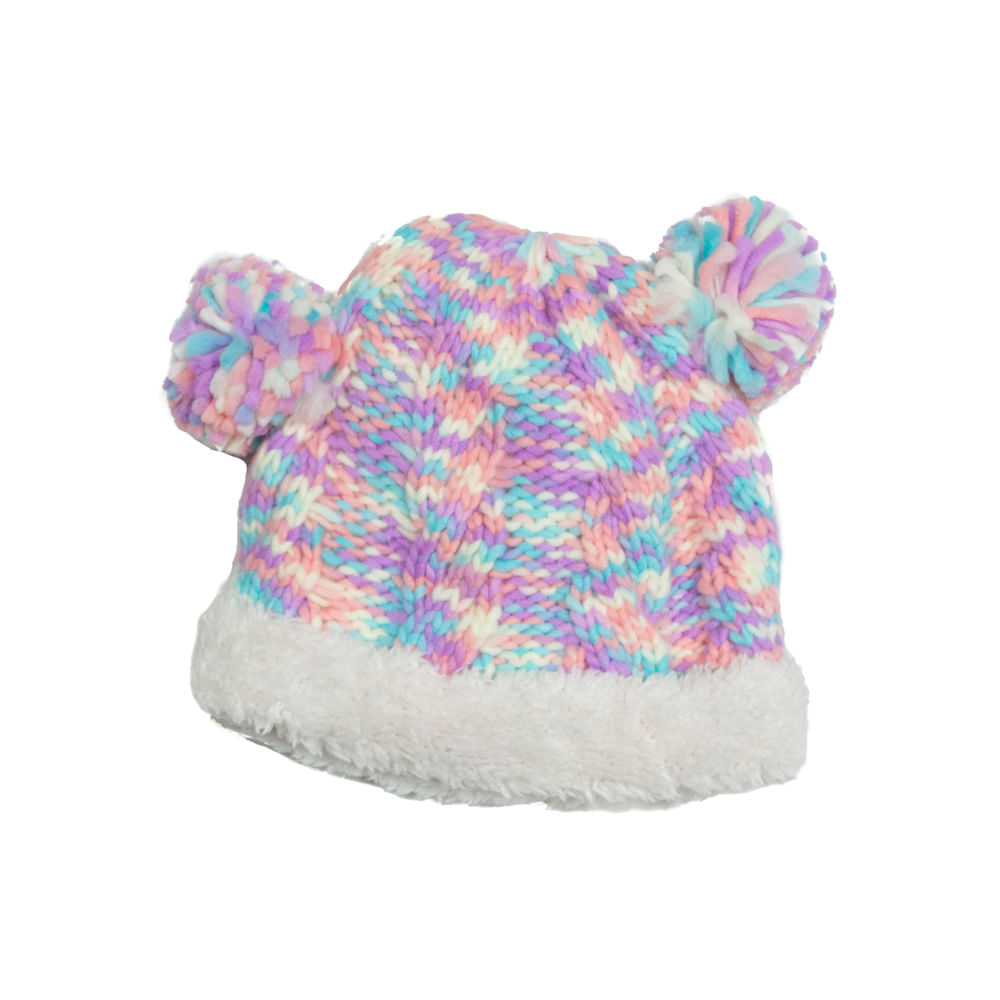 Gorro Bebé Niña Con Pompones Lila