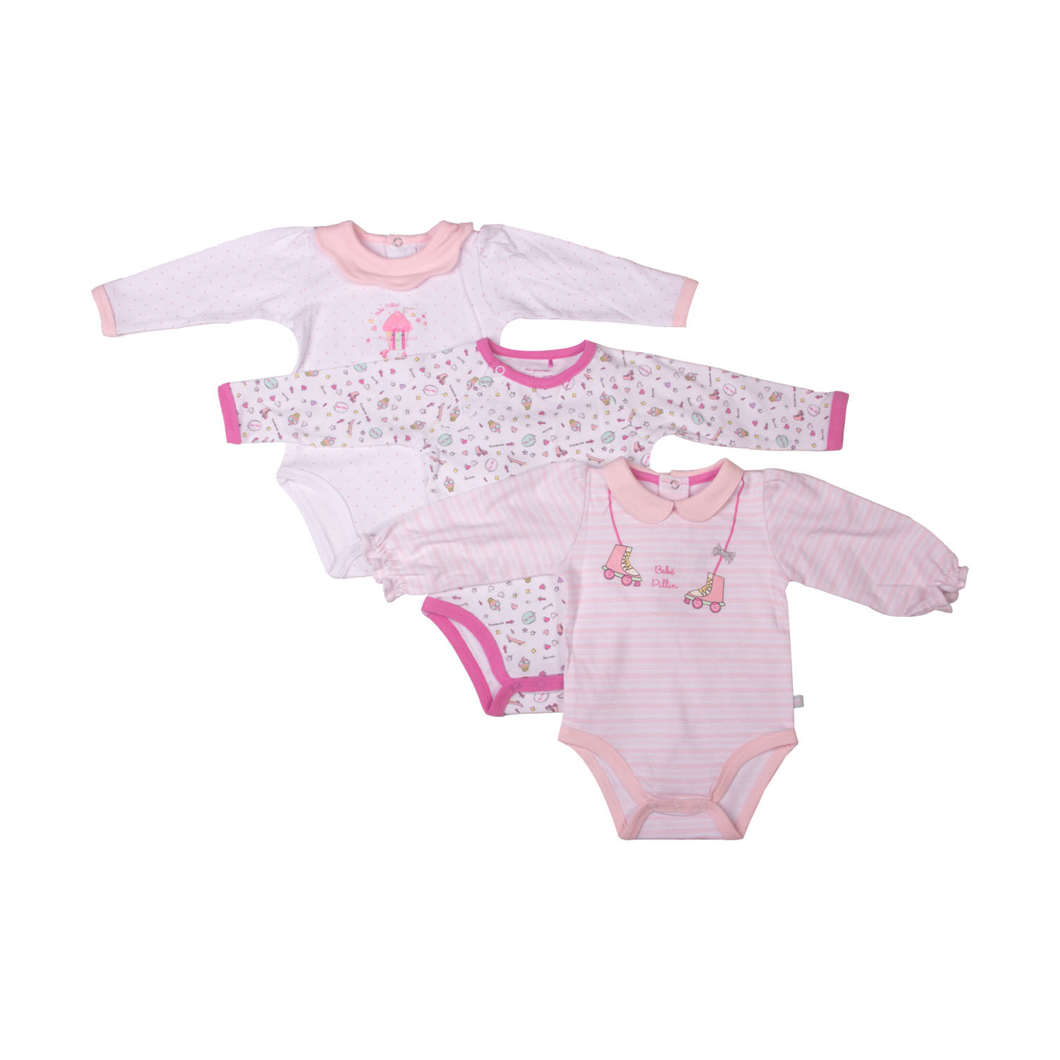  Set 3 Pzas Body Niña Multicolor 