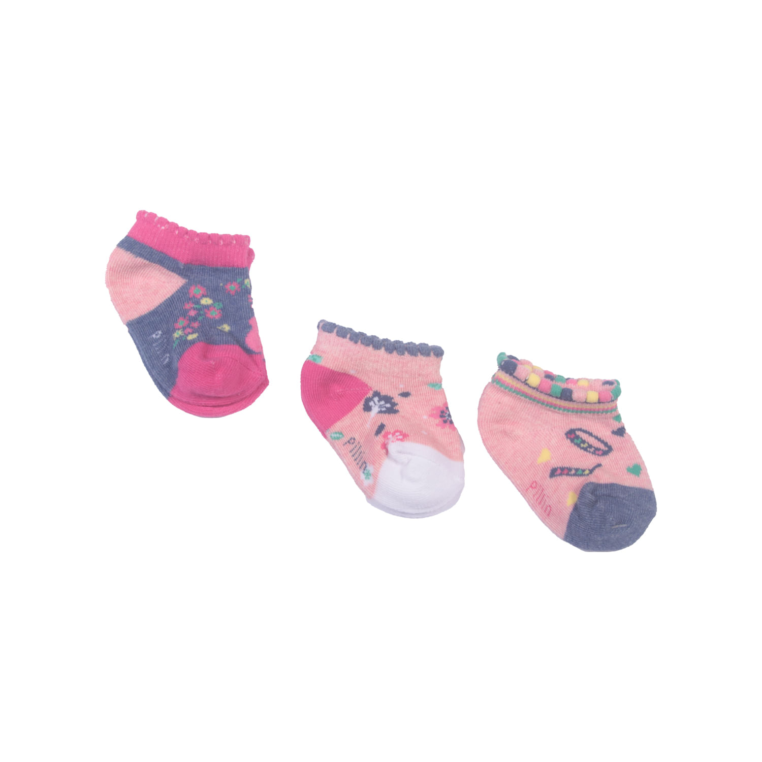  Set 3 Pzas Calcetín Bebe Niña Multicolor 