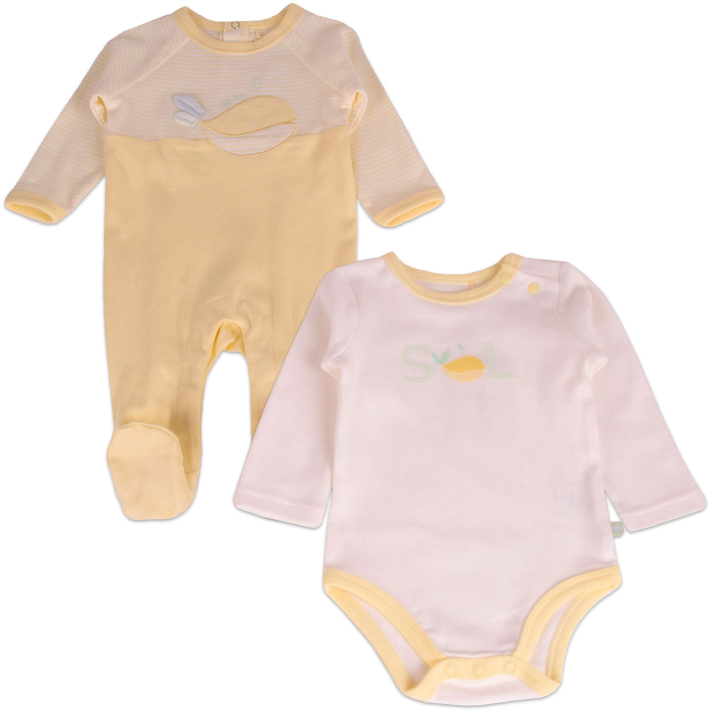 Set 2 pzas Osito Bebé Unisex Amarillo