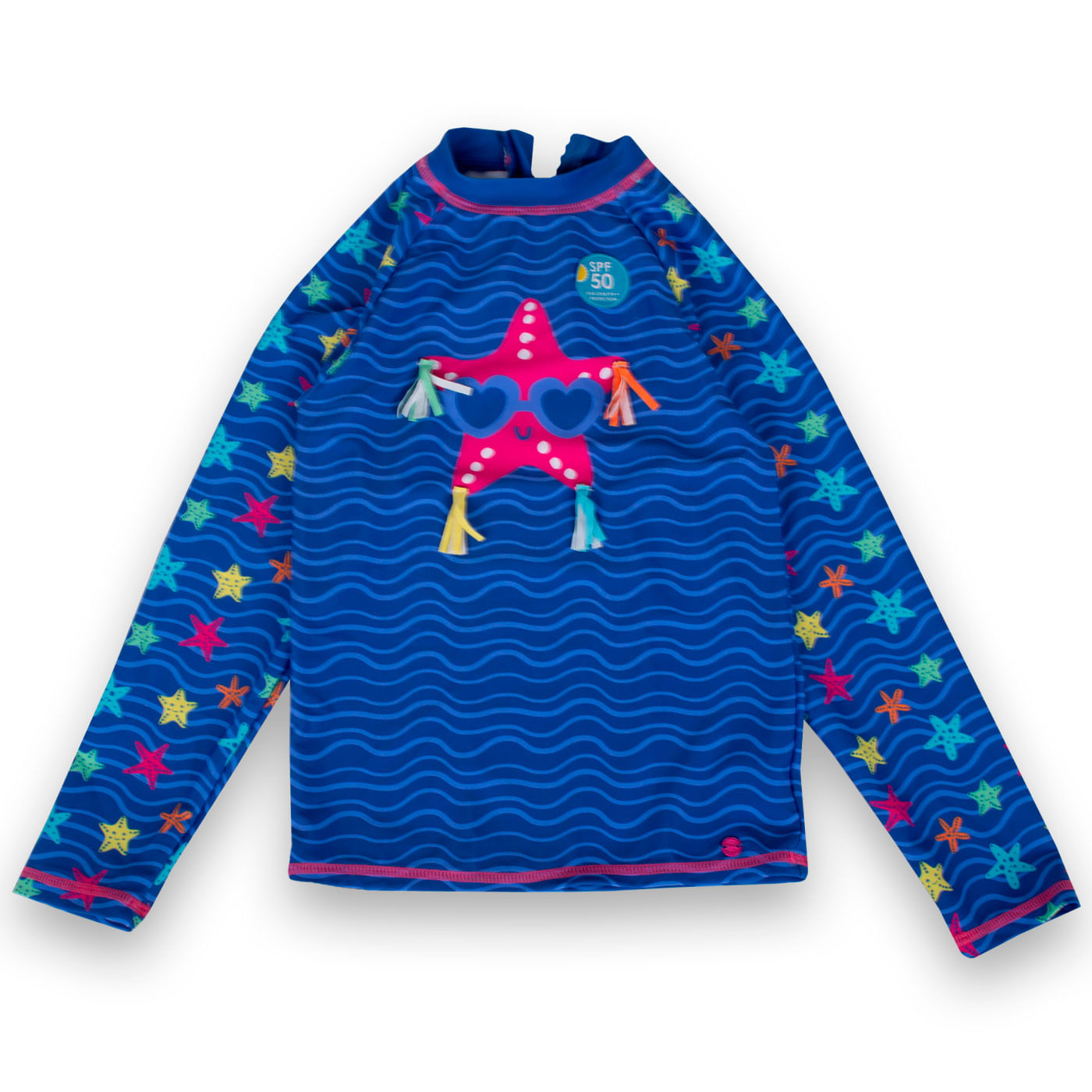 Polera manga corta niña Vuelos rayas azul - 2