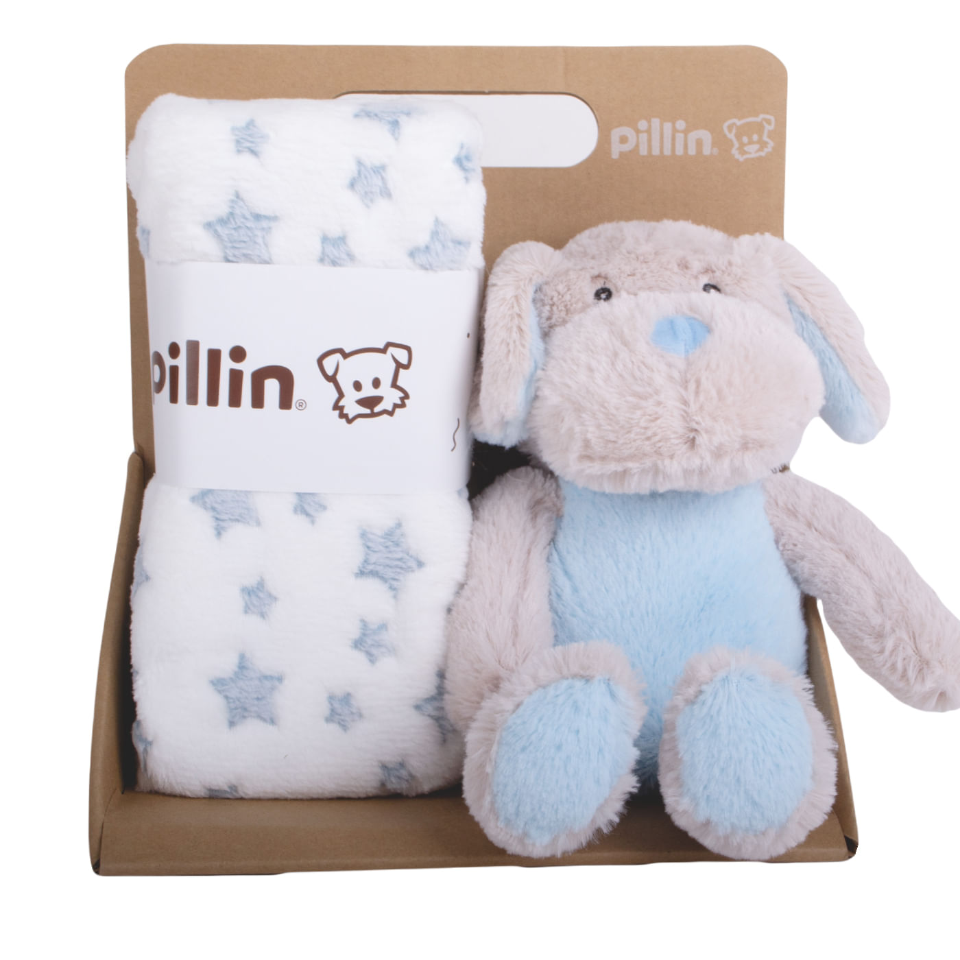 Set Peluche Manta Perro Bebé Niño Celeste