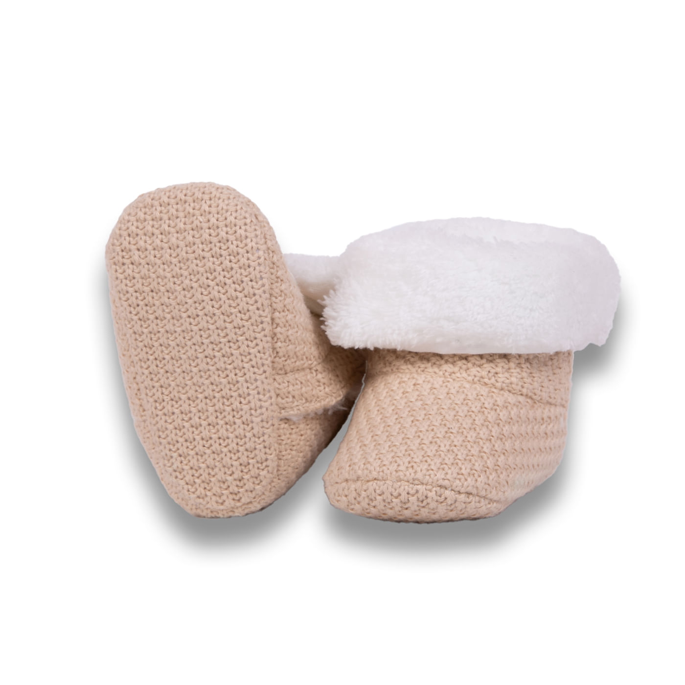 Pantufla Bebé Unisex Beige - Blanco