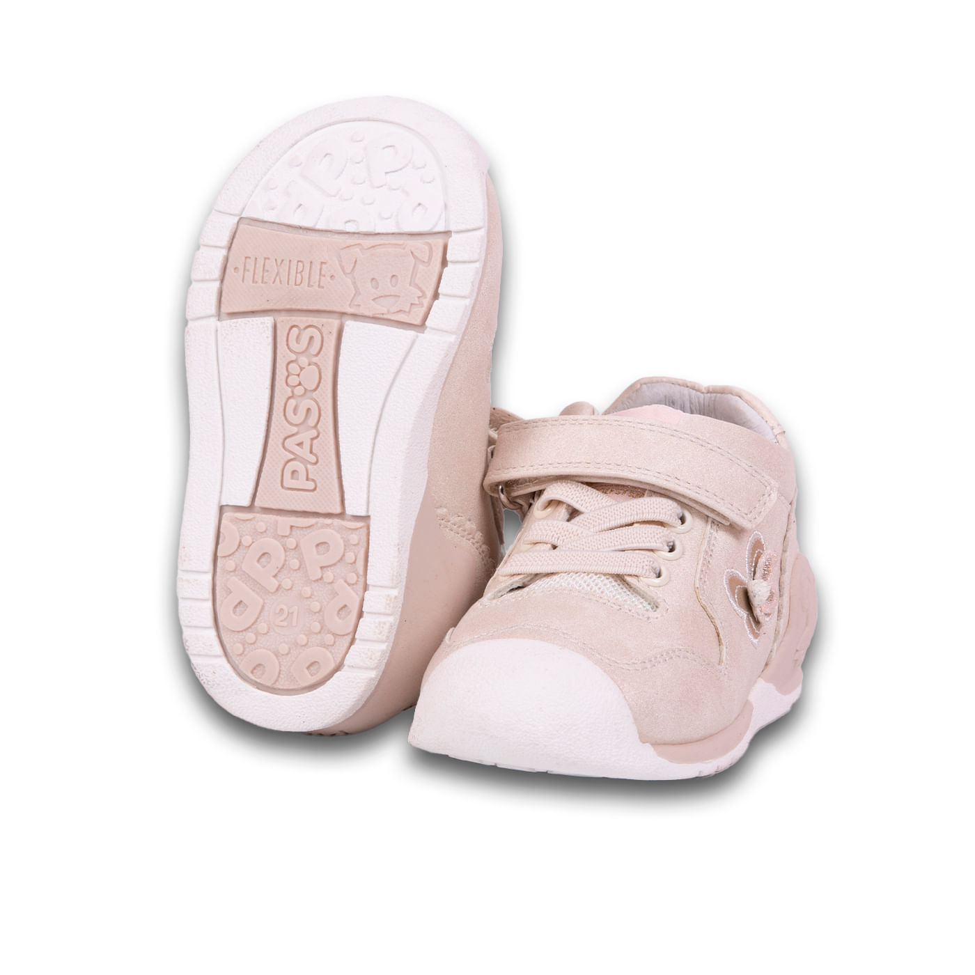 Zapato Clasico Bebé Niña Beige - Blanco