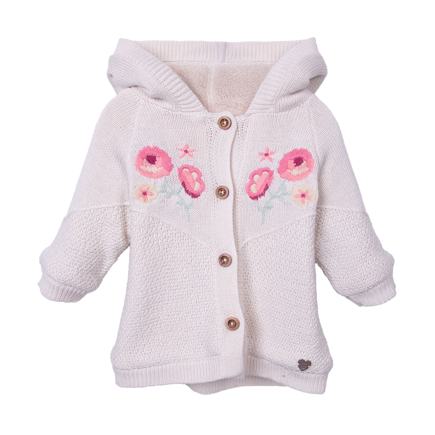 Chaleco Bebé Niña Forrado Coral Fleece con Gorro Crudo