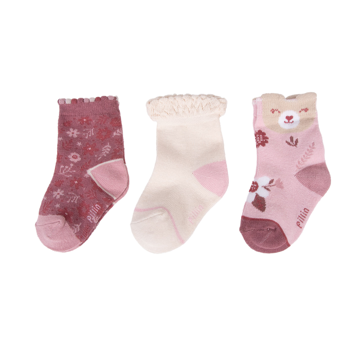 Pack 3 Calcetines Bebé Niña Algodón Flores Surtido