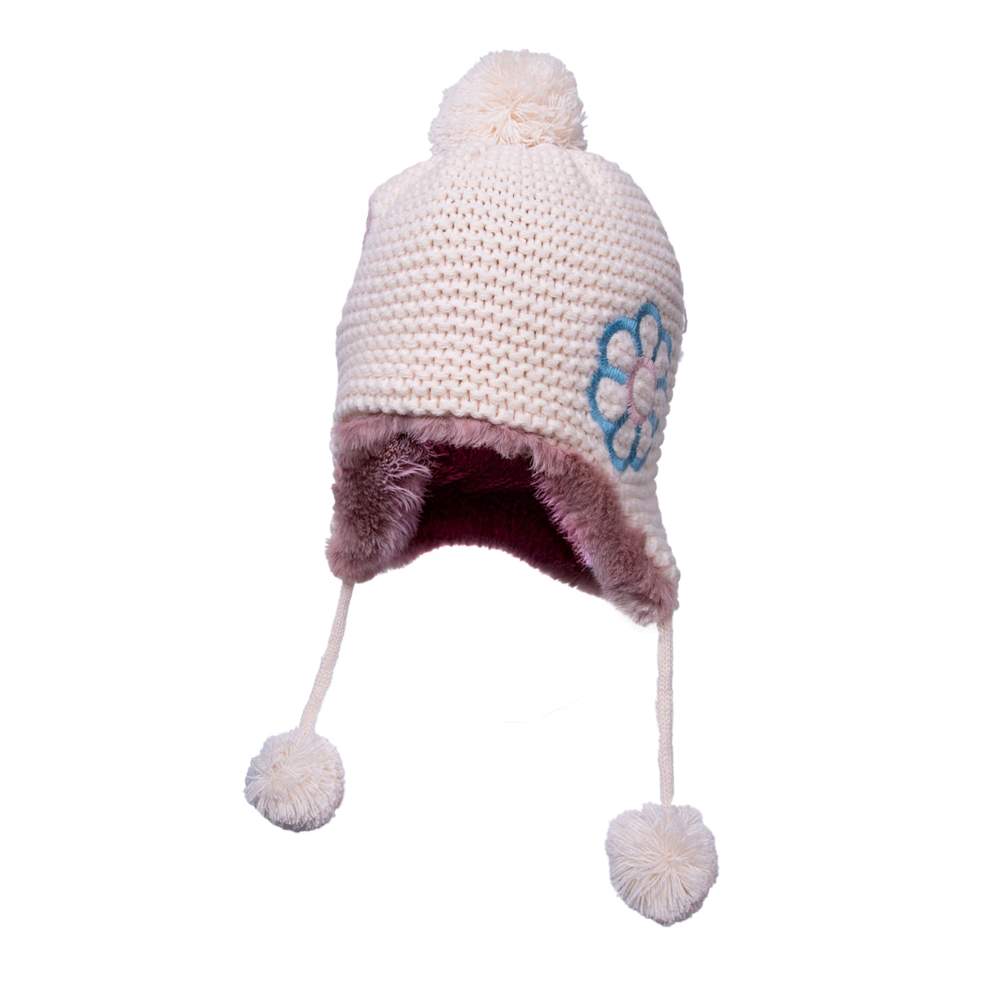 Gorro Bebé Niña Tejido Flores Crudo