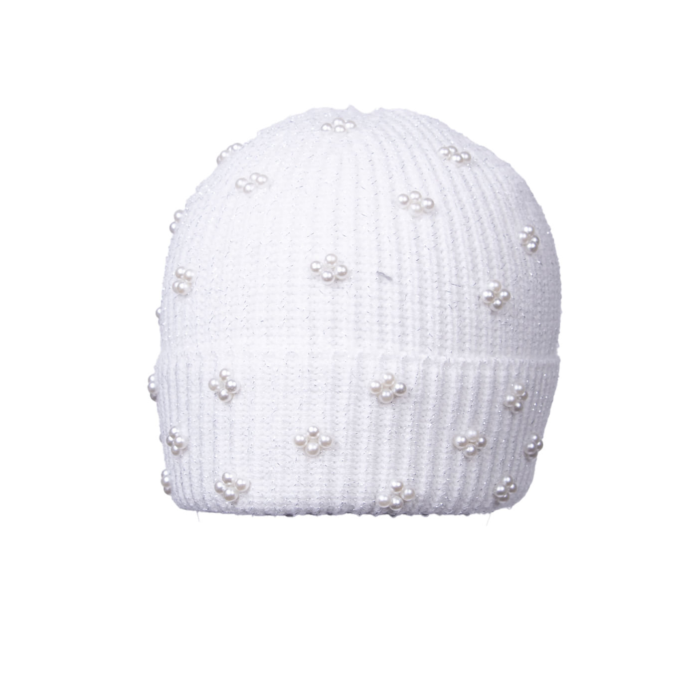 Gorro Niña Tejido con Perlas Crudo
