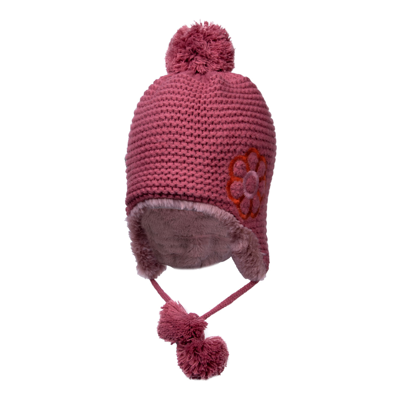 Gorro Bebé Niña Tejido Flores Frambuesa