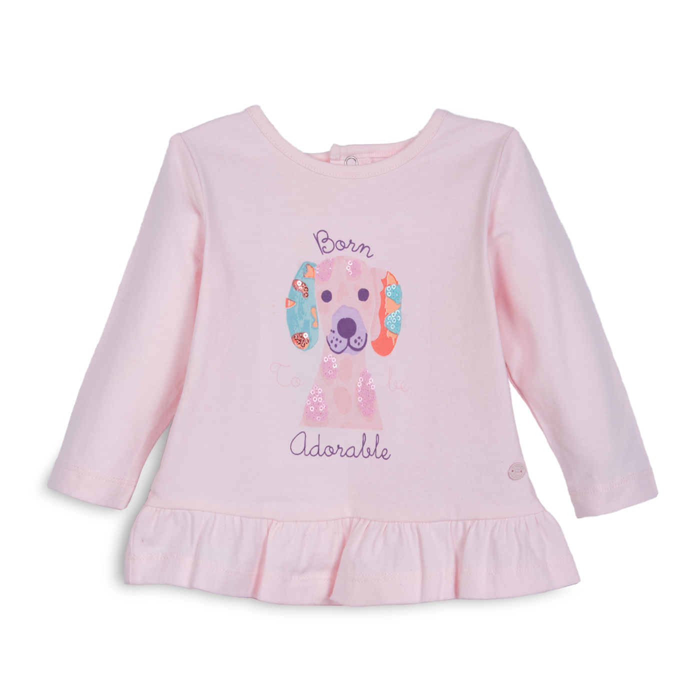 Polera Bebé Niña Manga Larga Perrito Palo Rosa